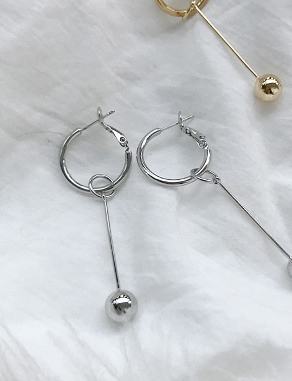 [made in januaryfive]e057.earring ring &amp; drop ball earring