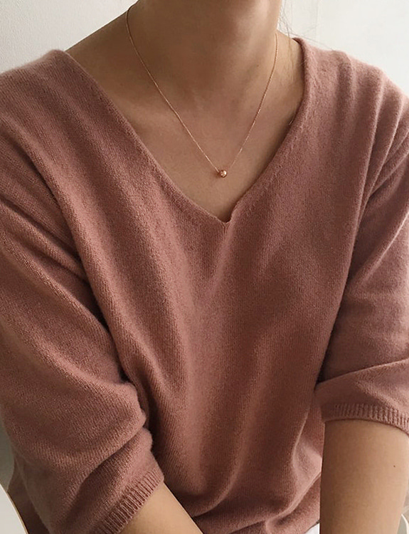 (92.5 silver) simple ball nacklace (rose gold color)