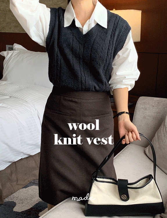 [당일출고]클래식 트위스트 wool vest - made knit