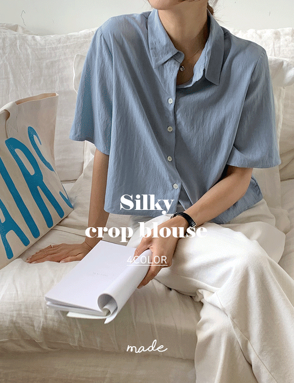 [당일출고]실키 크롭 블라우스 - made blouse